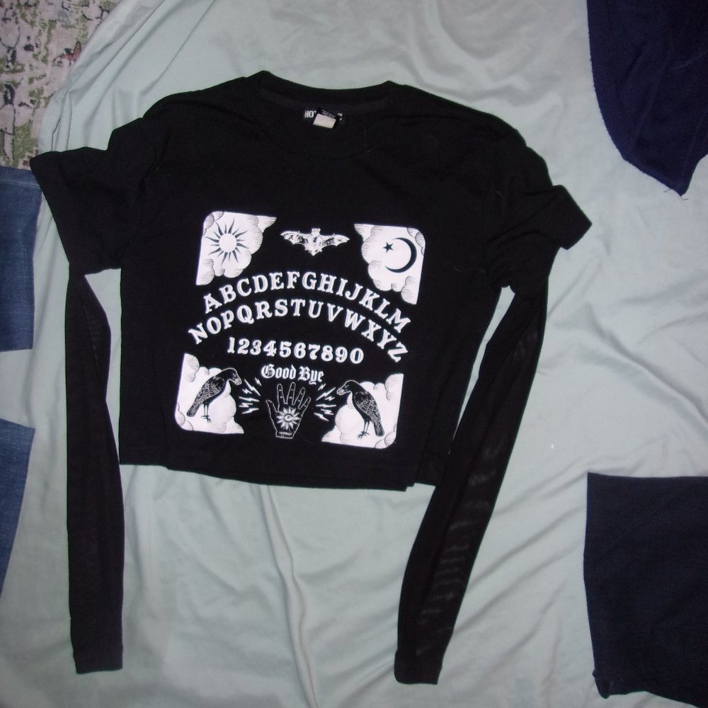 hot topic ouija board goth wicca black graphic womens size extra small tee shirt